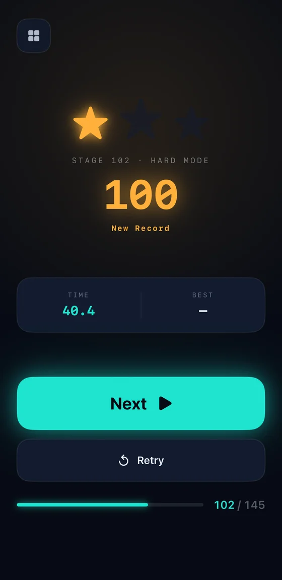 Stage result with stars, clear time and a new record